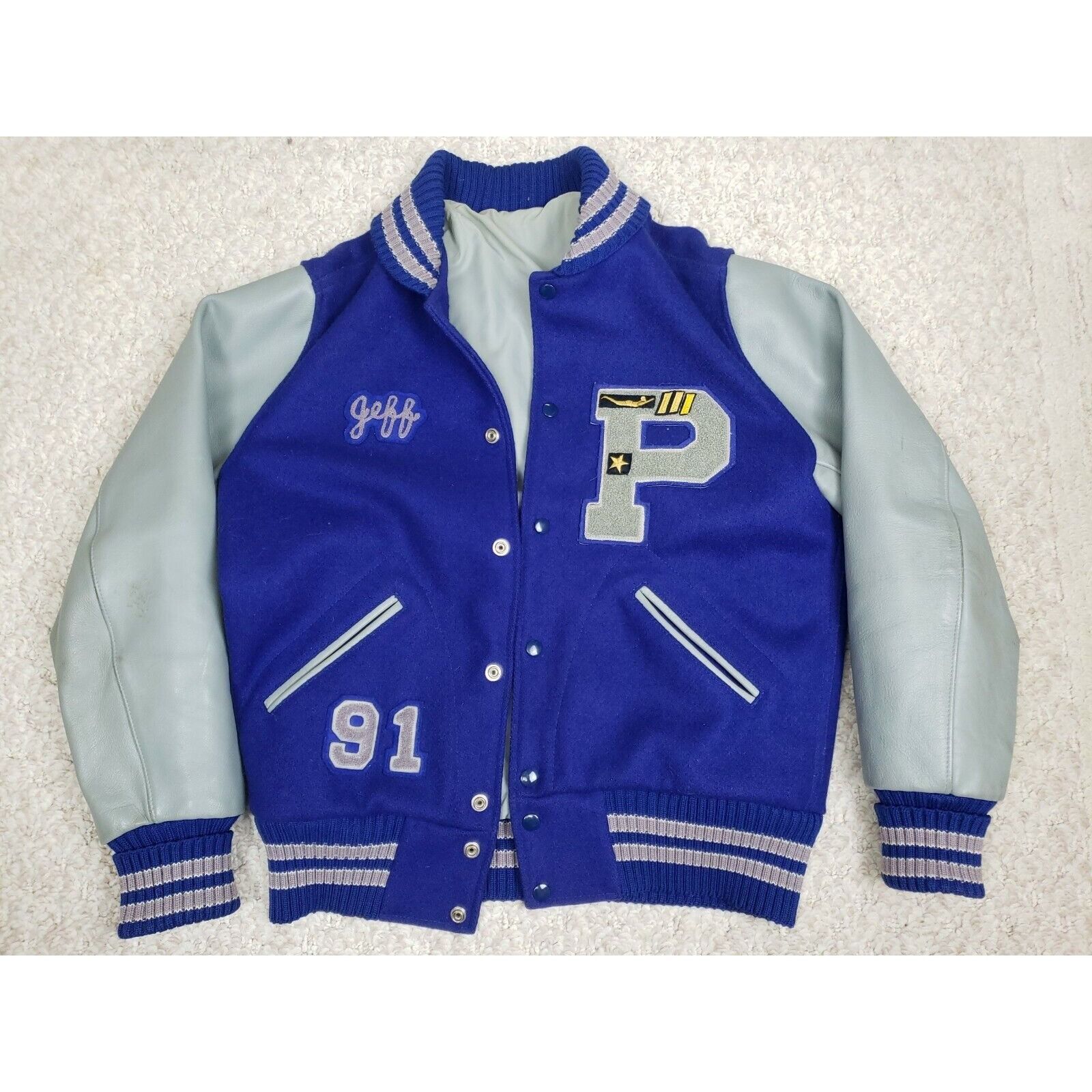 Other Vtg Letterman Jacket Leather Wool Mens 42 Blue Gray Varsity Size US M / EU 48-50 / 2 - 2 Thumbnail