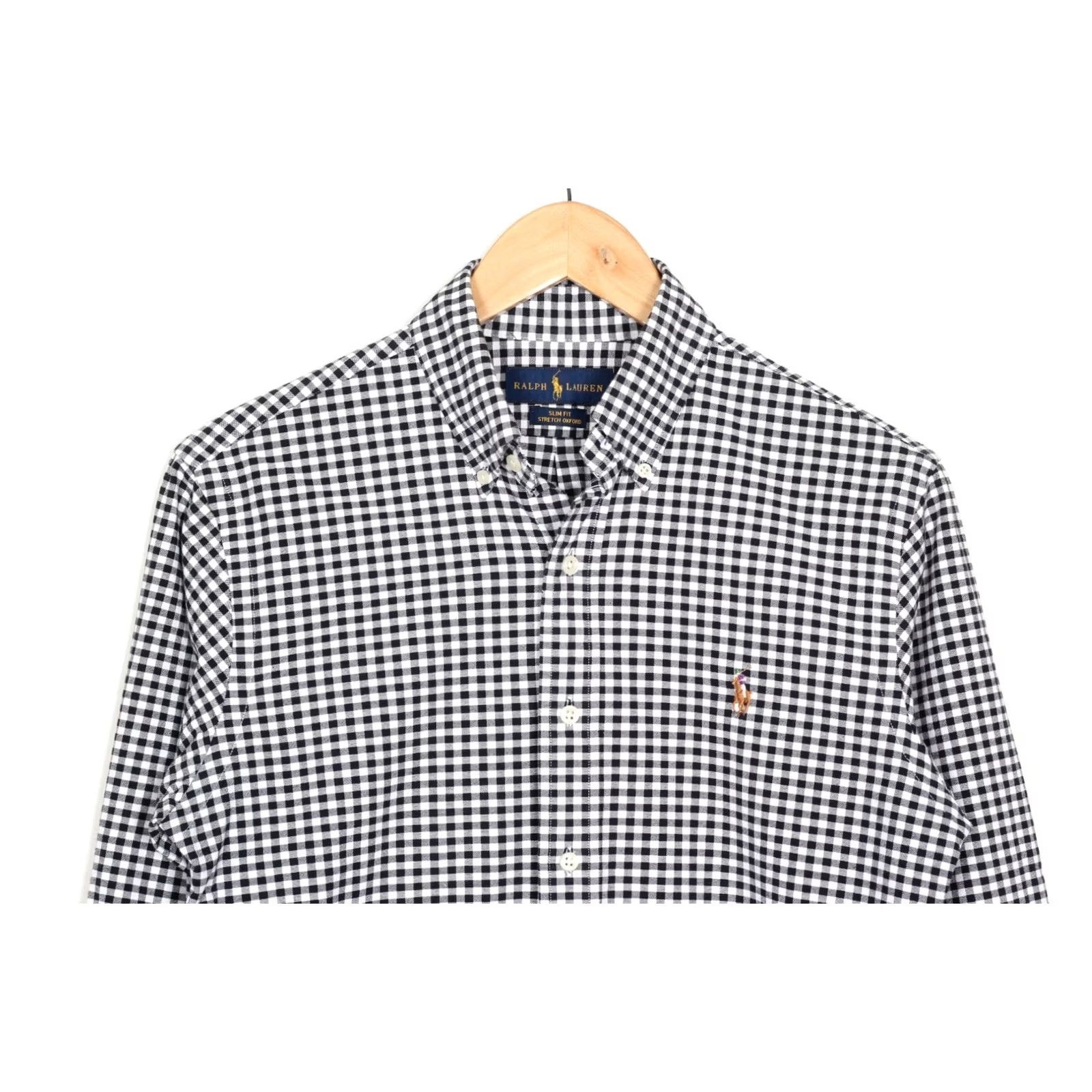 Ralph Lauren RALPH LAUREN Stretch Oxford Shirt Men Size S Slim Fit Long Sleeve Check White Black VR4022 Size US S / EU 44-46 / 1 - 3 Thumbnail