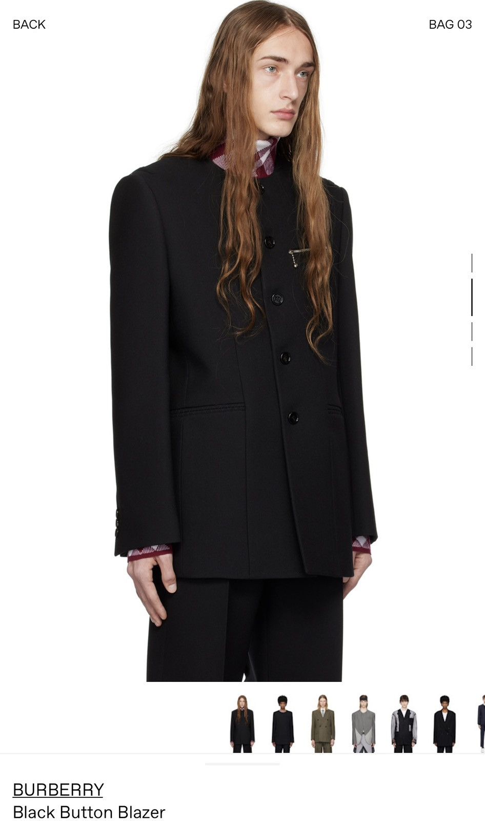 Burberry Burberry Black Collarless Blazer Size 50R - 2 Thumbnail