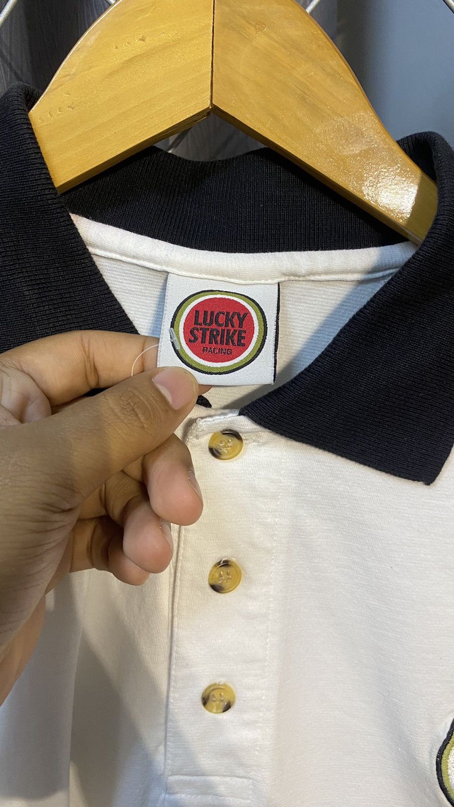 Japanese Brand × Vintage LUCKY STRIKE RACING OFFICIAL MERCHANDISE TMG COLLAR TEE M Size US M / EU 48-50 / 2 - 5 Thumbnail