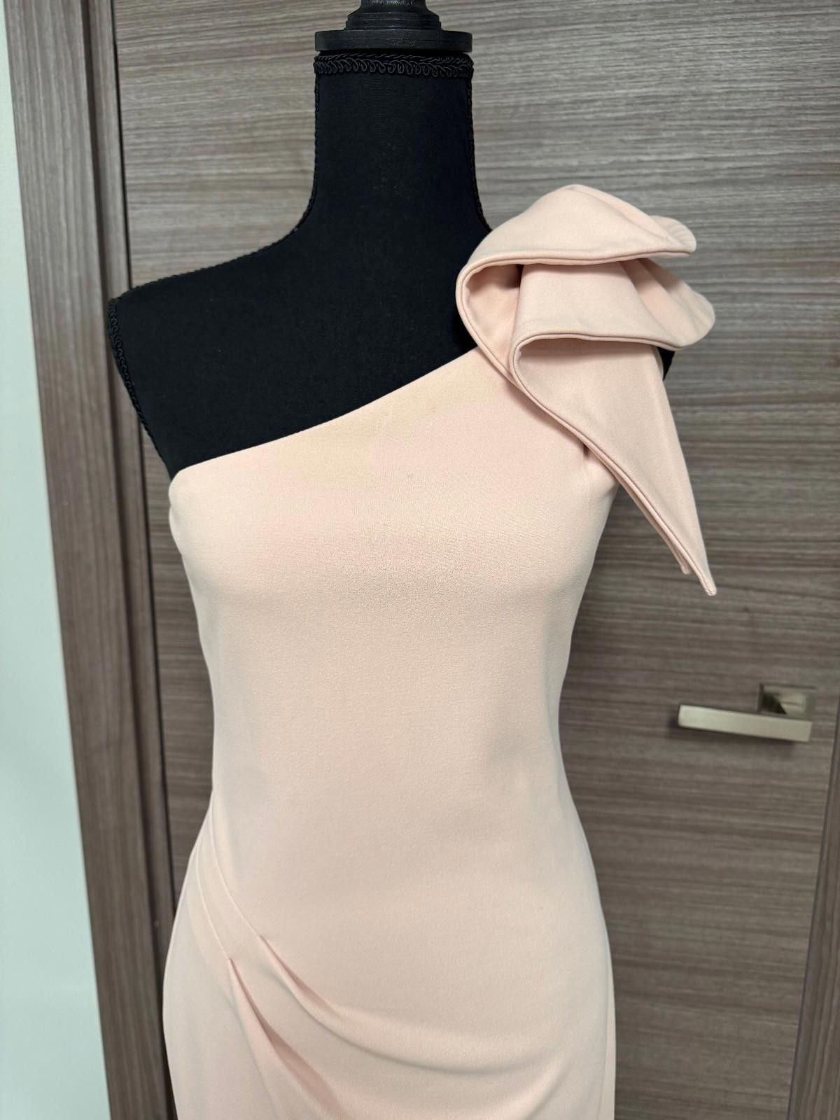Other Betsy & Adam Blush One Shoulder Midi Dress Sz6 Ruffle Sheath Size M / US 6-8 / IT 42-44 - 4 Thumbnail