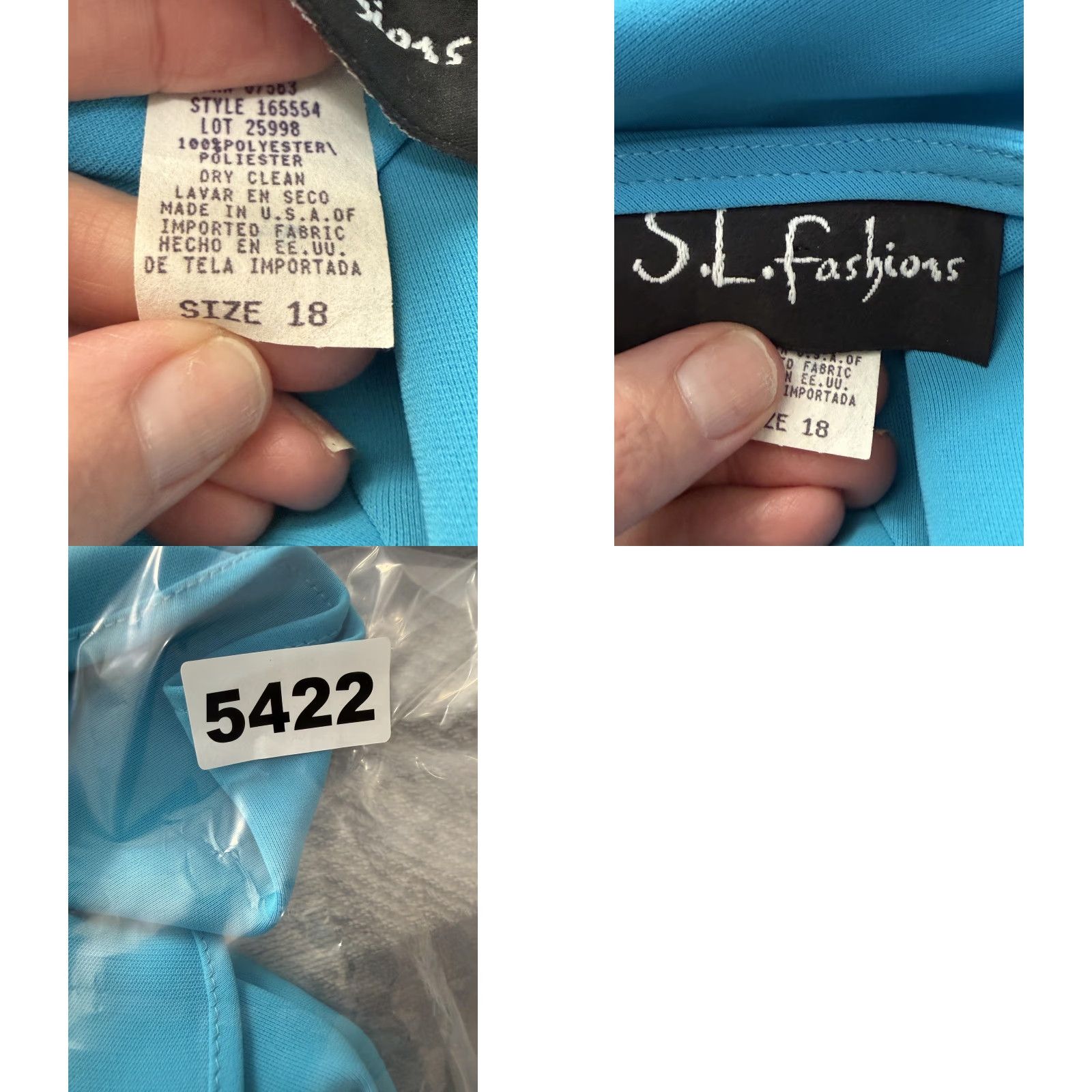 Vintage S.L. Fashions Dress Women 18 Blue Cowl Sleeveless Asym Hem Fit Flare Party Vintage: No Size XXL / US 16-18 / IT 52-54 - 9 Thumbnail