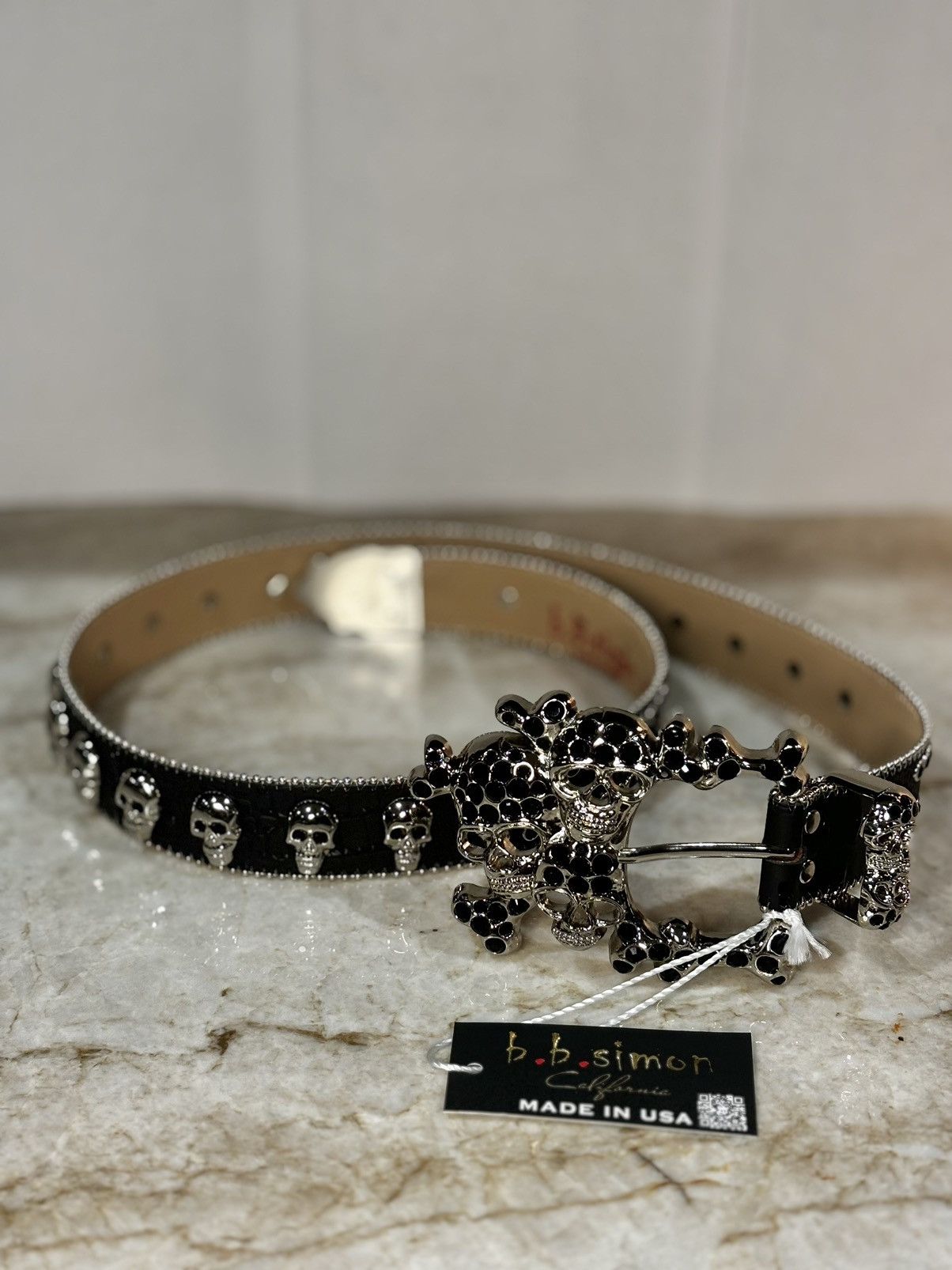 B.B. Simon Bb Simon Skull Belt Size 36 - 2 Thumbnail