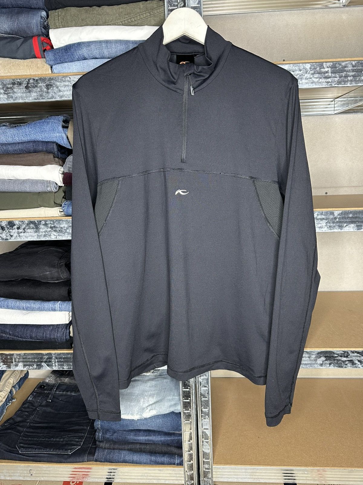 KJUS Half Zip Long Sleeve Performance Top Black Size 50