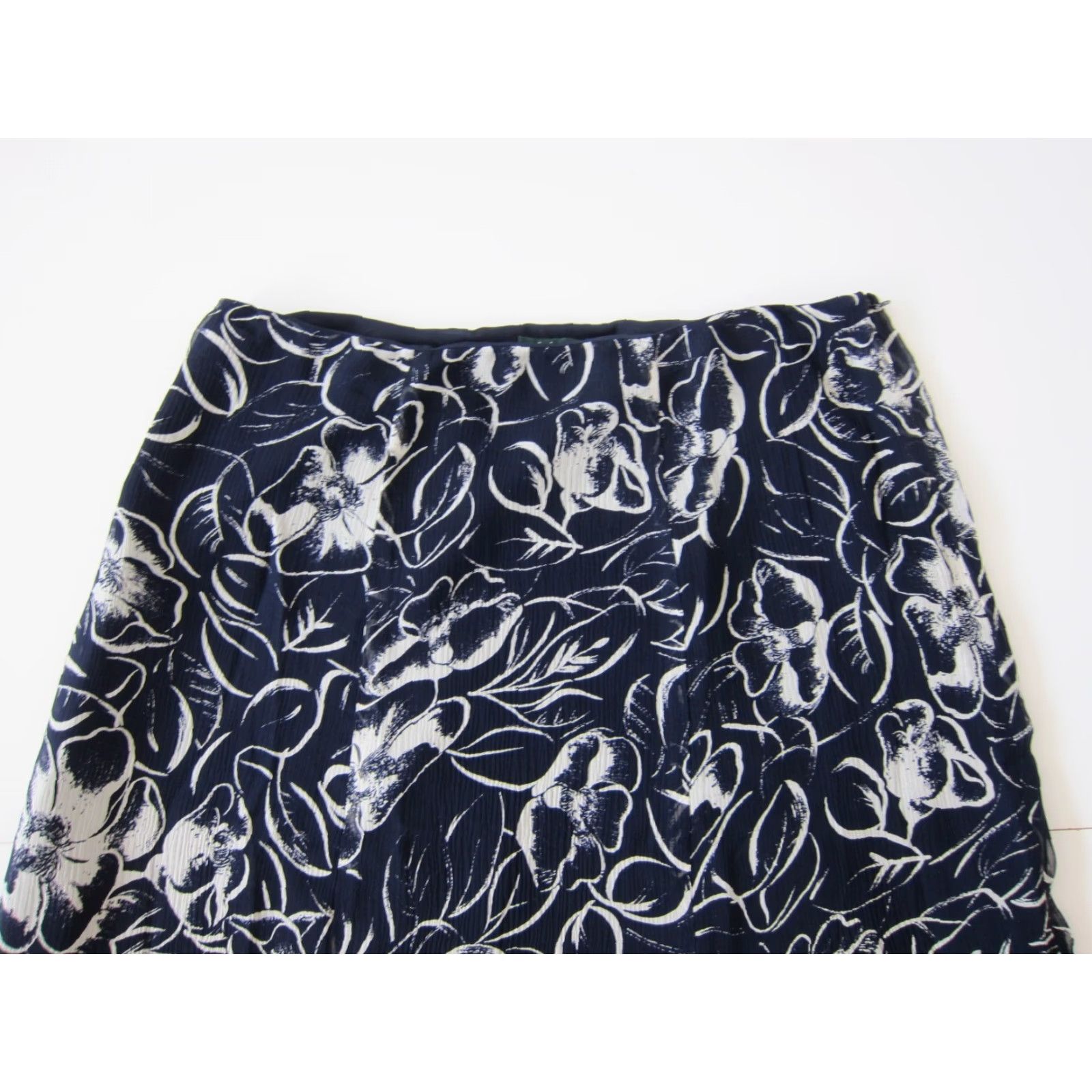 Ralph Lauren Ralph Lauren 100% Silk Black Ivory Floral Long Maxi A-Line Skirt Women 12P Size 34" / US 12 / IT 48 - 3 Thumbnail