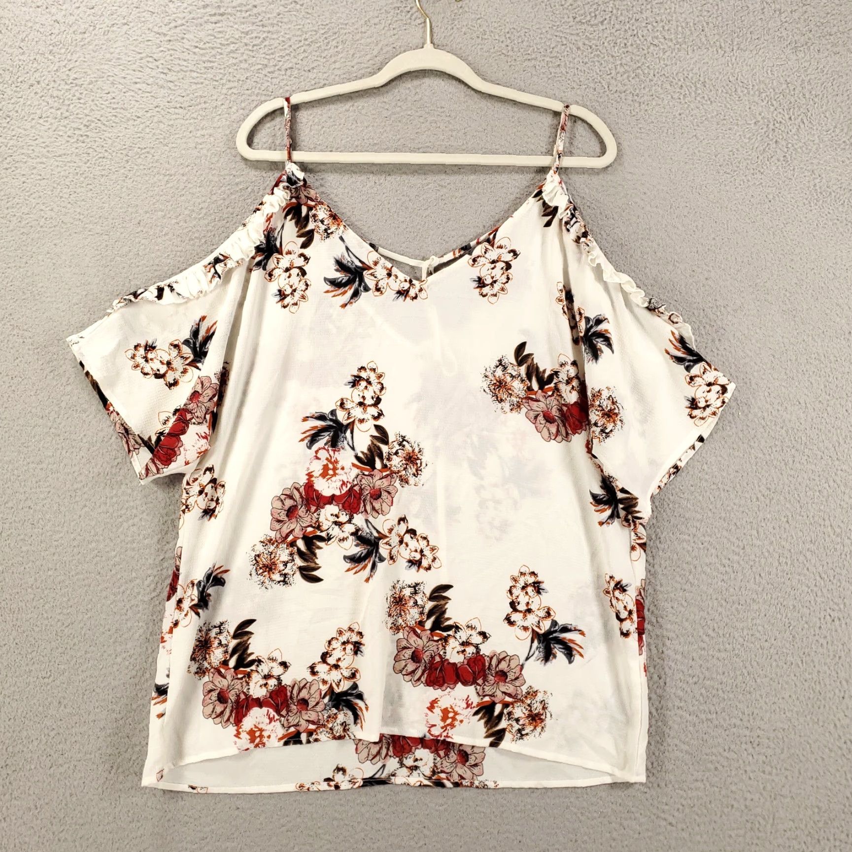 Pinko Jodifl Women's Blouse Casual Bohemian Floral V-Neck Cold Shoulder Spaghetti Strap L Midweight Size L / US 10 / IT 46 - 7 Thumbnail