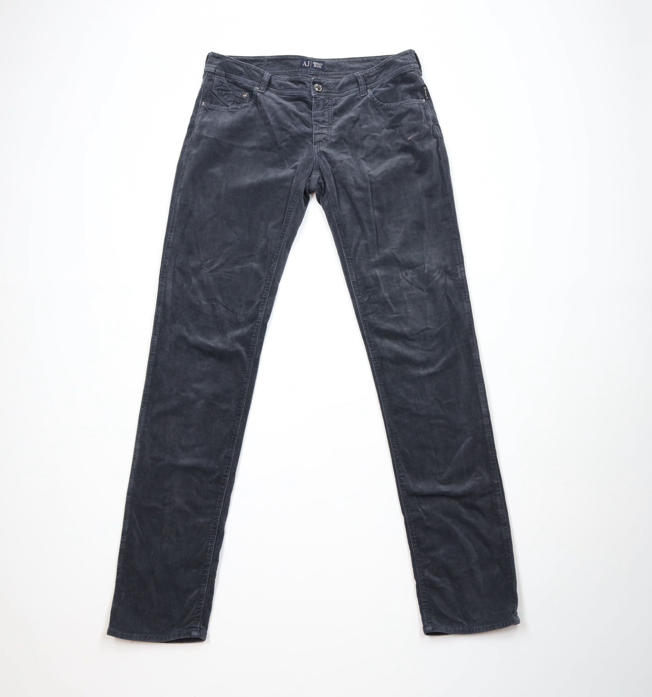 Armani Armani Jeans J35 Skinny Leg Velour Jeans Pants Steel Blue Size 32" / US 10 / IT 46 - 1 Thumbnail