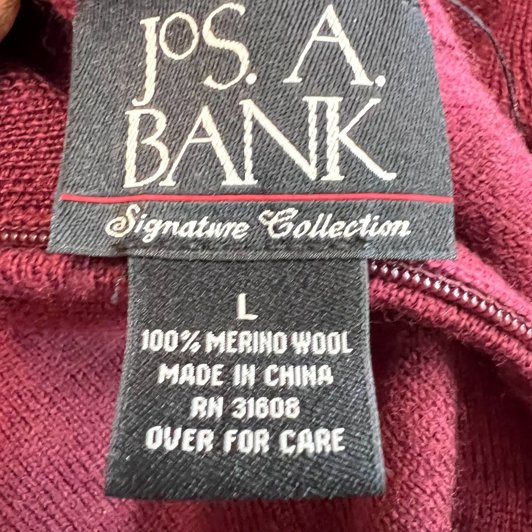 Jos. A. Bank Jos. A. Bank Mens Merino Wool 1/4 Zip Pullover Sweater L Red Shirt Size US L / EU 52-54 / 3 - 4 Thumbnail