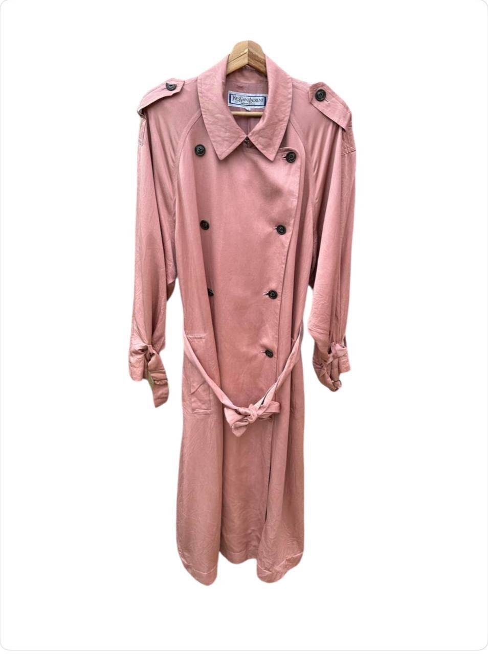 image of YVES Saint Laurent YSL Femmes Double Breast Overcoat in Pink, Women's (Size Small)