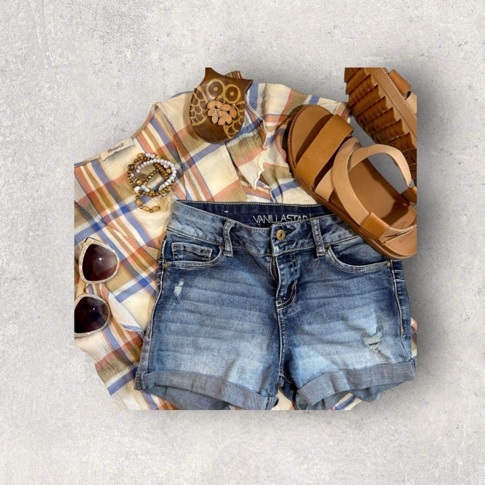 Macys Vanilla Star Denim Shorts Size 23" - 2 Thumbnail