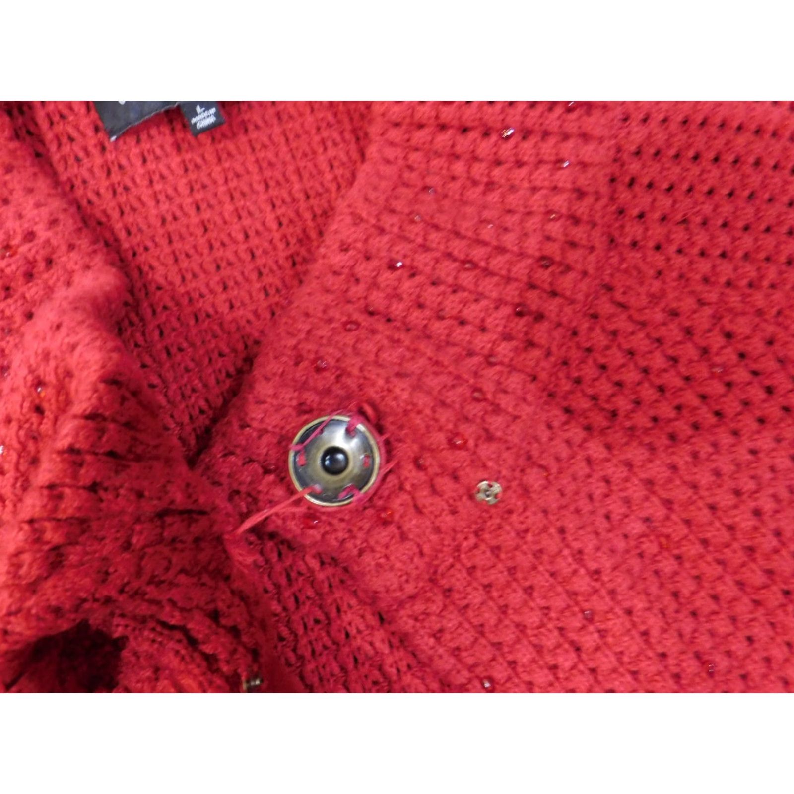 Jones New York Jones New York Sweater Cardigan Large Red Womens Viscose Nylon Beaded Knit Open Mock Neck Raglan Sleeve Modern Size L / US 10 / IT 46 - 5 Thumbnail