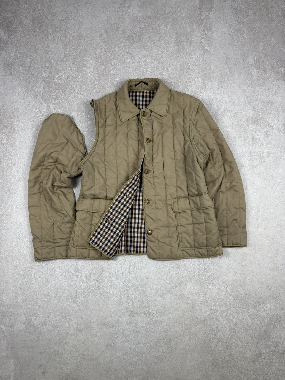 Aquascutum Vintage Aquascutum Quilted 2 in 1 Beige Jacket Gilet Nova Size M / US 6-8 / IT 42-44 - 1 Thumbnail