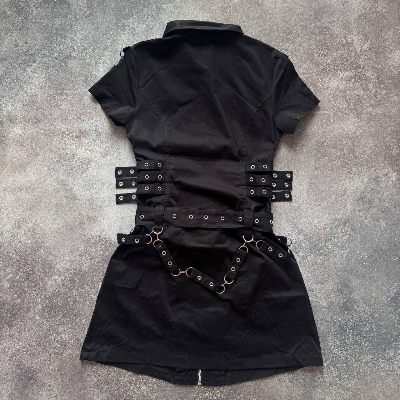 If Six Was Nine Y2K Avant Garde Goth Emo Strap Belt Mini Dress Size S / US 4 / IT 40 - 2 Thumbnail