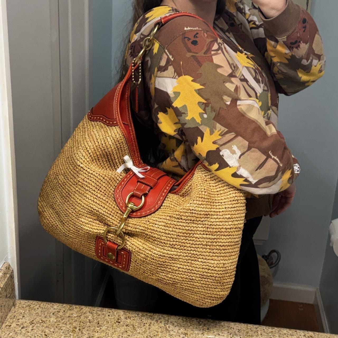 Coach Huge Vintage Coach Raffia Hobo Bag Size ONE SIZE - 8 Thumbnail