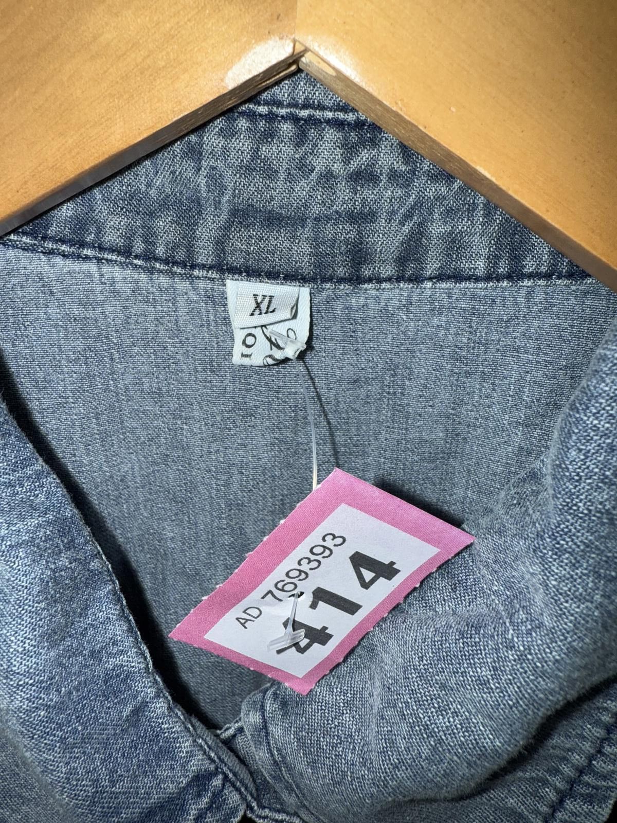 Designer Unique Denim and Stripe Shirt - Feminist Message Size XL / US 12-14 / IT 48-50 - 2 Thumbnail