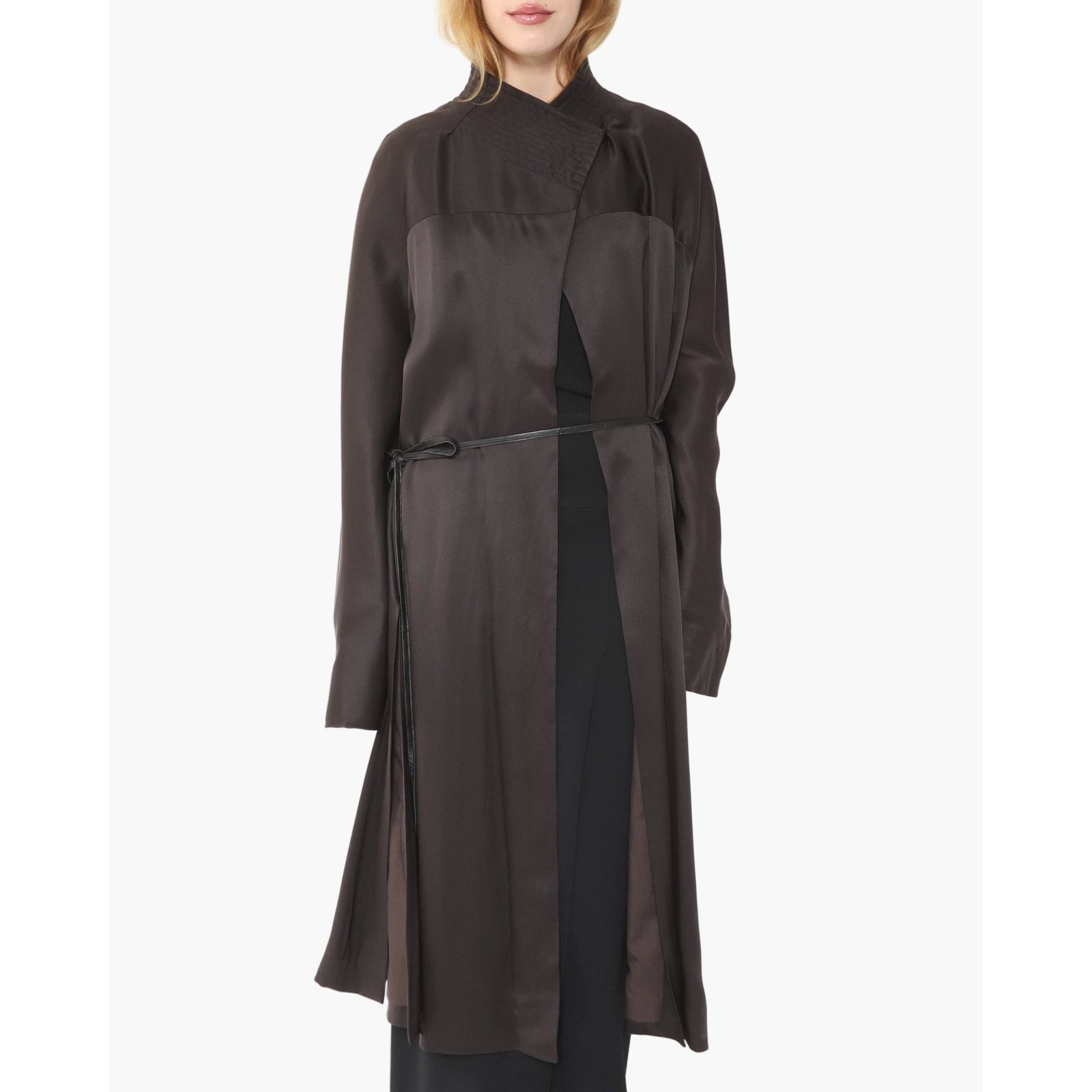 Haider Ackermann FW12 Kimono with Leather Belt in Brown Viscose Size XS / US 0-2 / IT 36-38 - 1 Thumbnail
