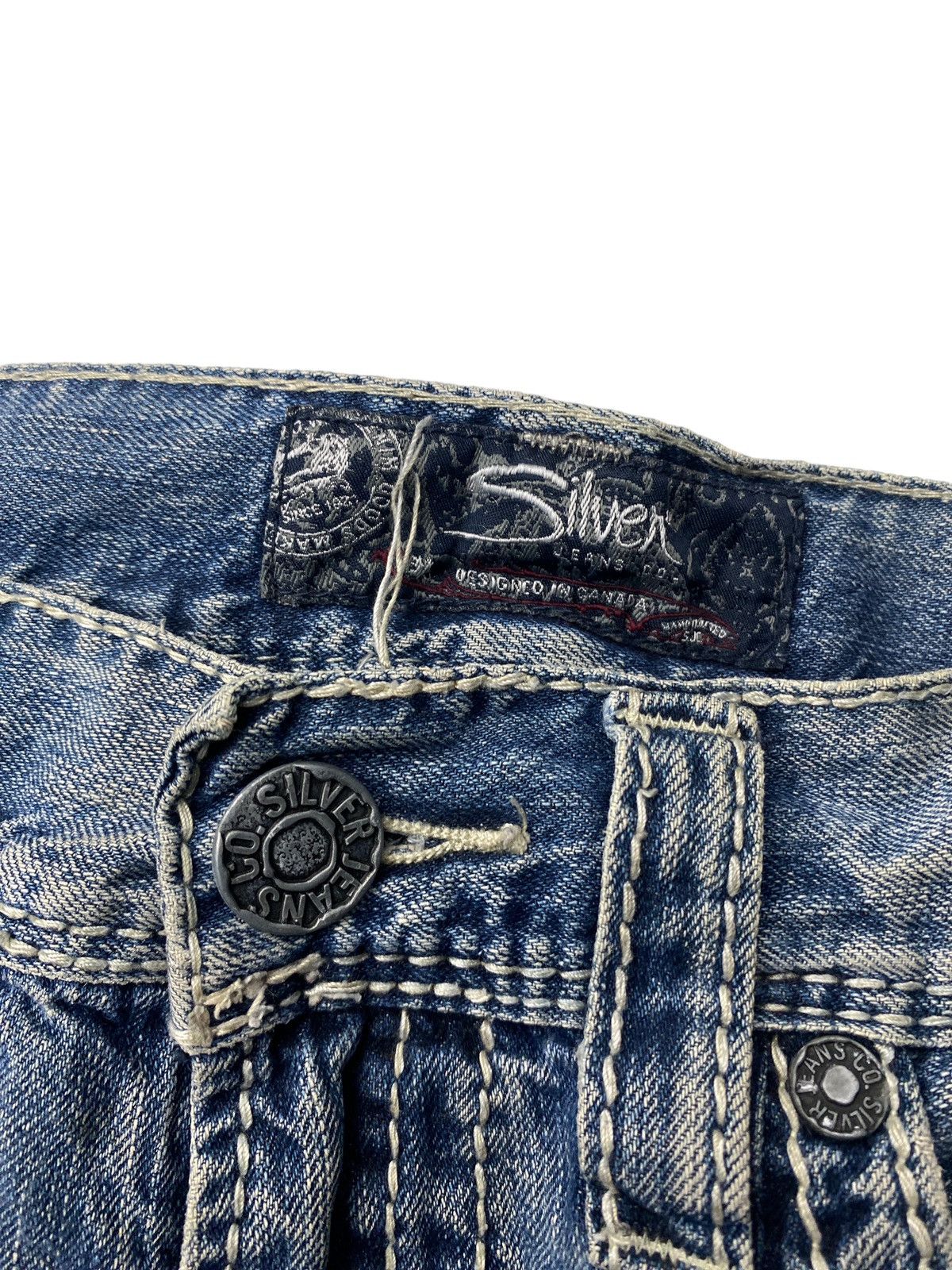 If Six Was Nine 2000's Silver Flared Mudwash Destroy Stitch Jeans Size US 34 / EU 50 - 6 Thumbnail