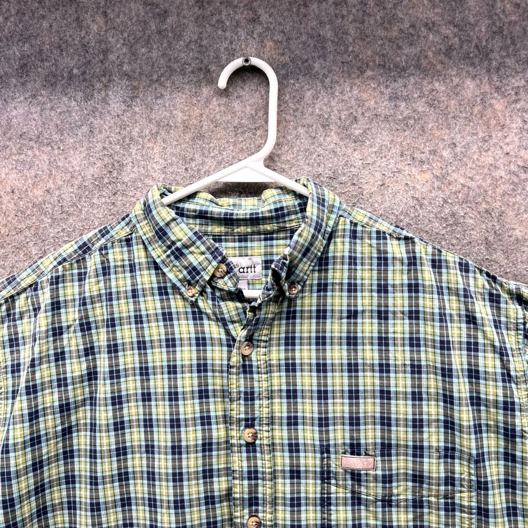 Carhartt VINTAGE Carhartt Shirt Mens Large Green Button Down Plaid Short Sleeve Hiking Size US L / EU 52-54 / 3 - 4 Thumbnail