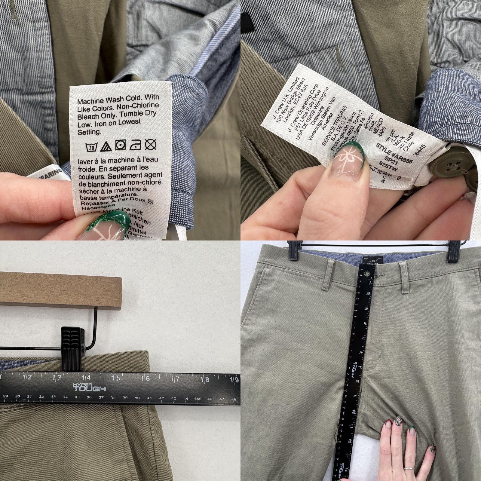 J.Crew J.CREW 484 Slim Pants Mens 30x32 Khaki Beige Stretch Chino Casual Preppy Travel Tapered Flat Front Pockets Zip Front Tailored Mens Size US 30 / EU 46 - 8 Thumbnail
