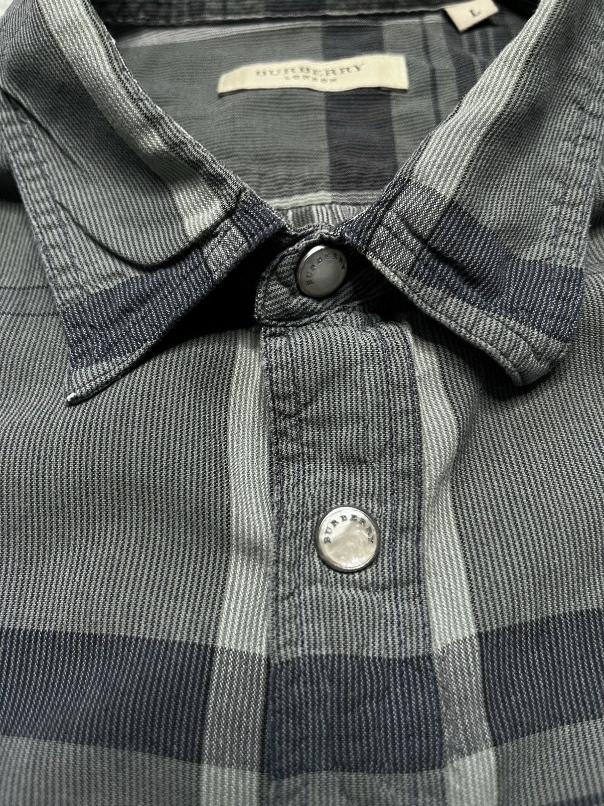 Burberry Vintage Grey tartan check Button Shirt Striped Burberry Size US L / EU 52-54 / 3 - 6 Thumbnail