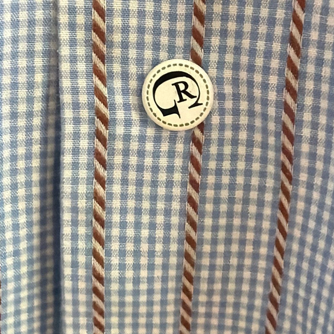 Robert Graham Robert Graham Shirt 42/16.5 L BlueWhite Brown StripsFlipCuff Size US L / EU 52-54 / 3 - 4 Thumbnail