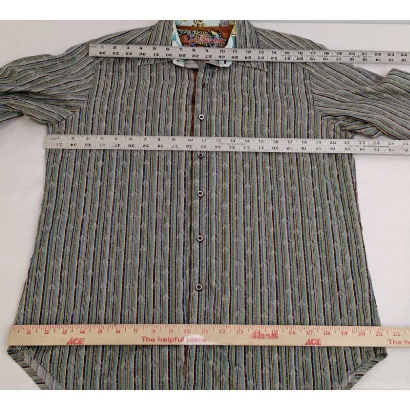 Robert Graham Robert Graham Dress Shirt Men's S Green Blue Stripes Paisley Size US S / EU 44-46 / 1 - 15 Thumbnail