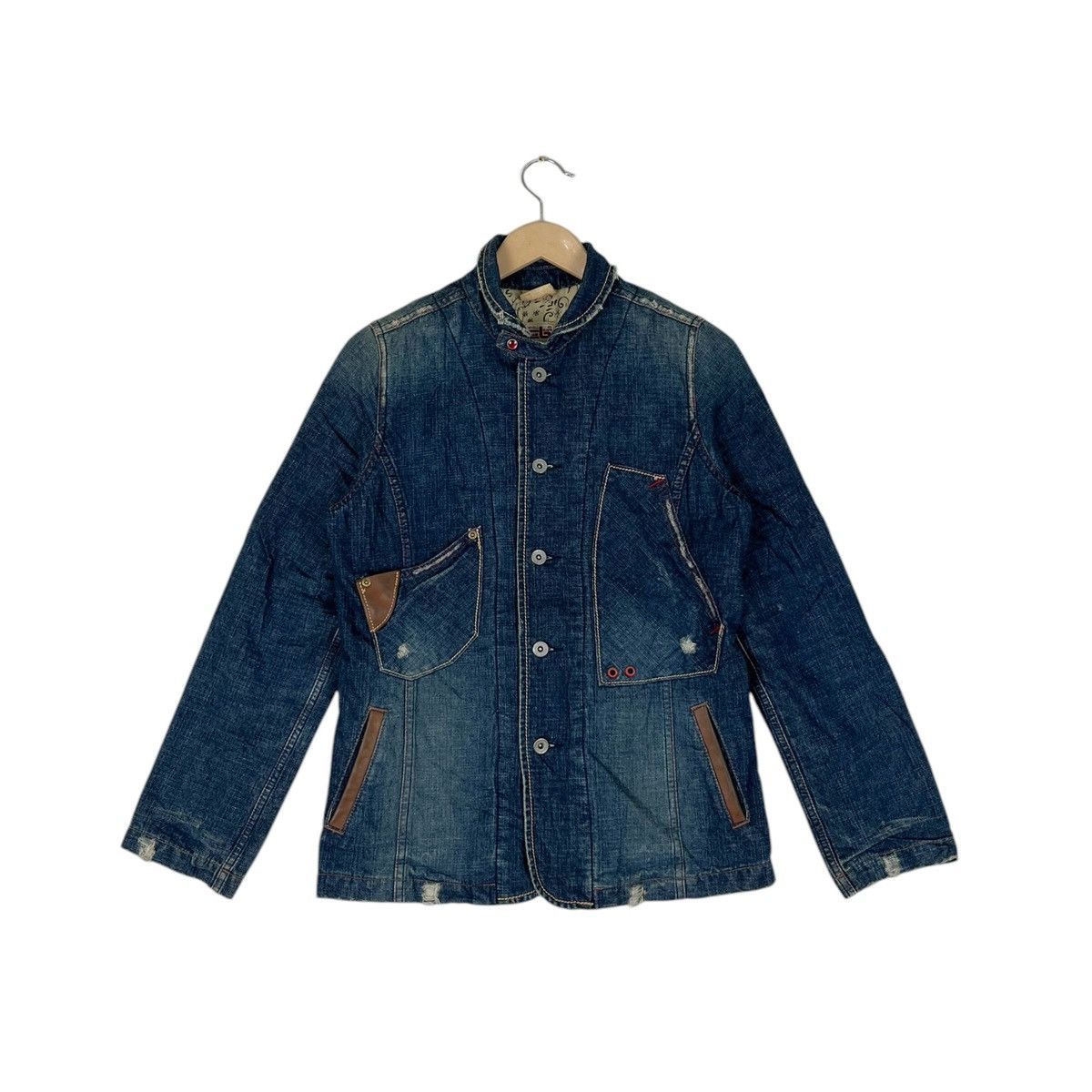 Japanese Brand Japanese Brand Cube Sugar Distressed Style Denim Jacket Size US S / EU 44-46 / 1 - 1 Thumbnail