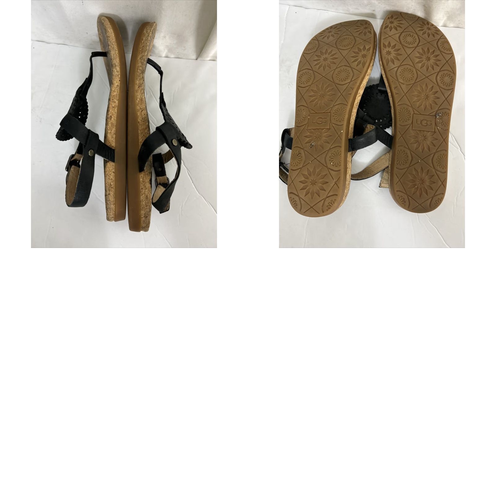 Ugg UGG Sandal Ayden II Thong Ankle Strap Leather Black Womens 10 Cork Size US 10 / IT 40 - 9 Thumbnail