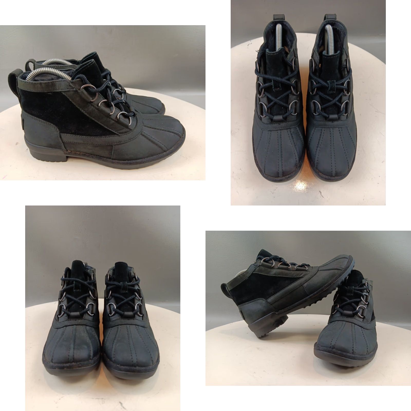 Ugg UGG Duck Boot Women 6.5 Black Leather Shearling Waterproof Lace Up Outdoor Boots Size US 7 / IT 37 - 8 Thumbnail