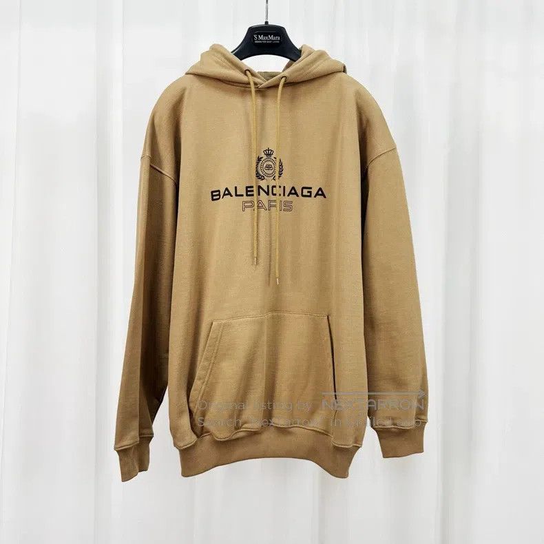 Balenciaga Balenciaga Khaki Crown Wheat Alphabet Hoodie Size US XS / EU 42 / 0 - 1 Thumbnail