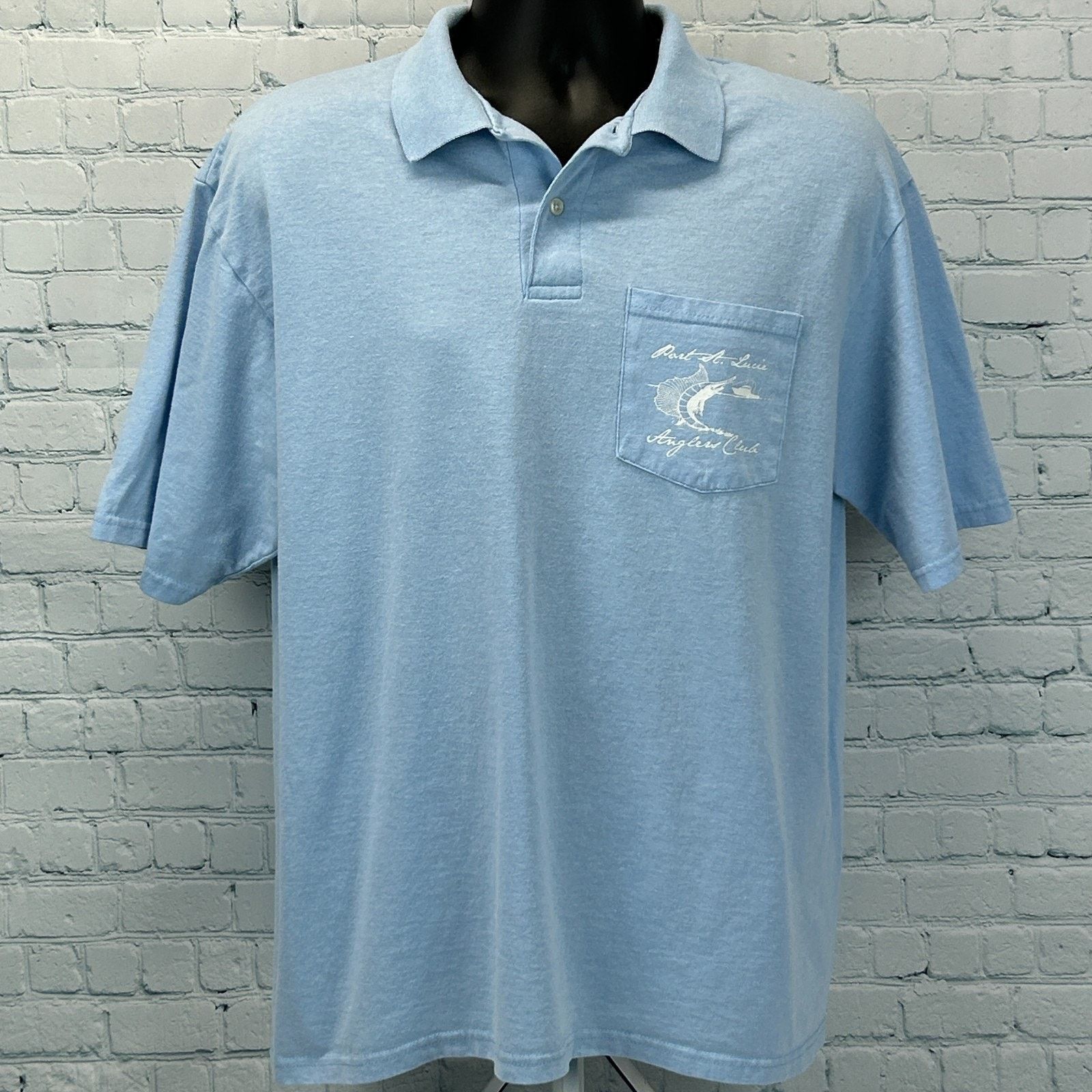 Jerzees Vintage 90s Port St Lucie PSL Anglers Club Polo Shirt Large Size US L / EU 52-54 / 3 - 2 Thumbnail