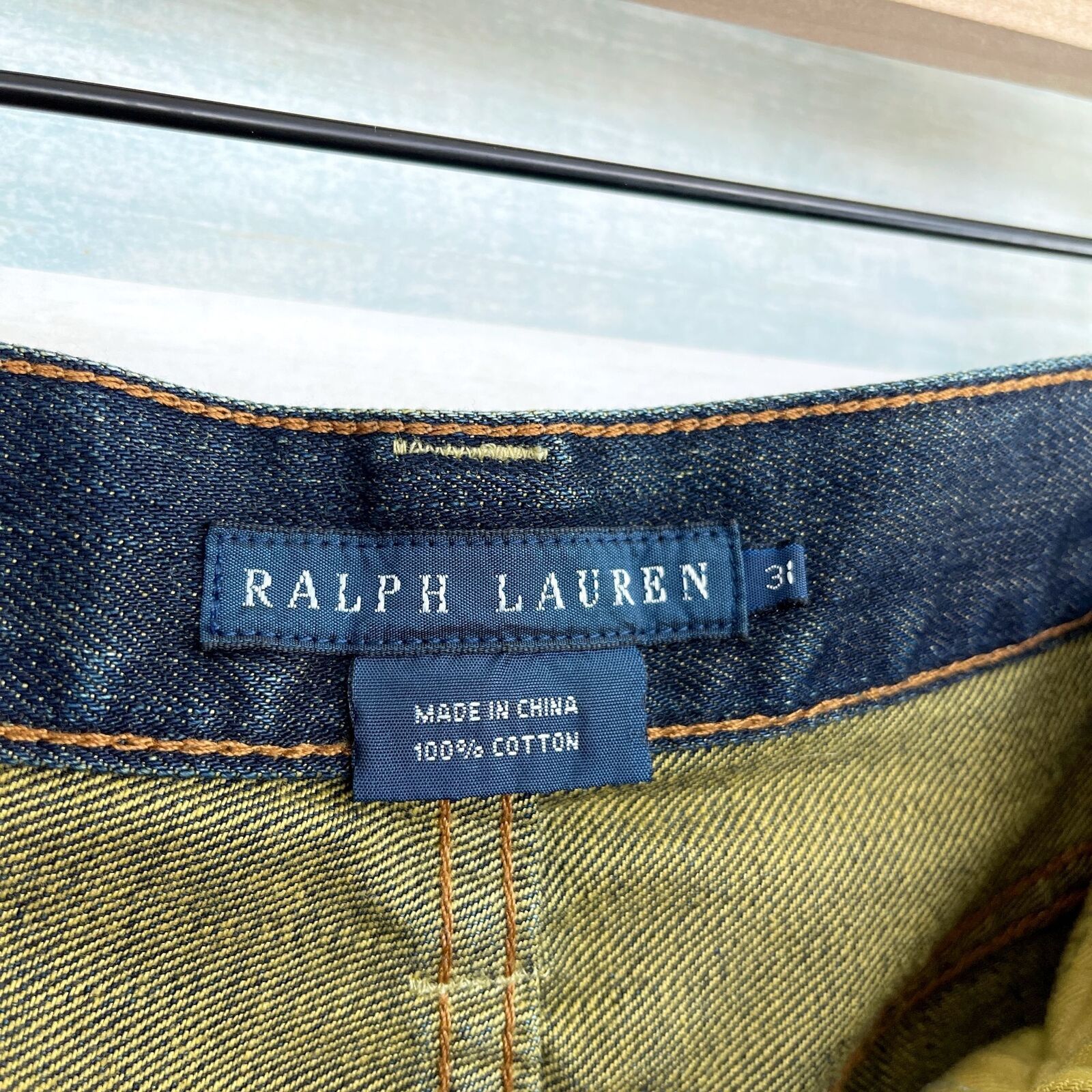 Shops Ralph Lauren Thompson 650 Button Fly Straight Jeans Blue Dark Wash Mens Size 31