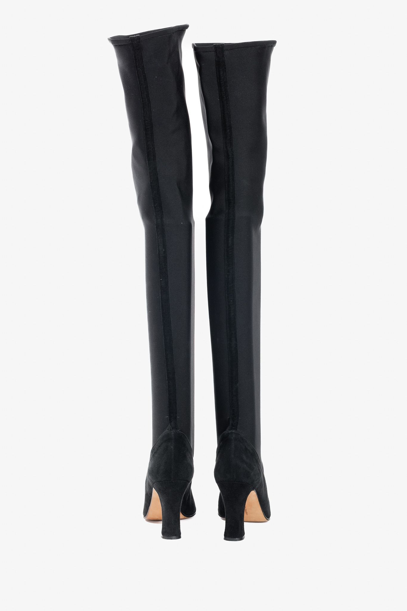 Other Martinez Valero Black Suede Stretch Thigh-High Boots Size US 5 / IT 35 - 3 Thumbnail