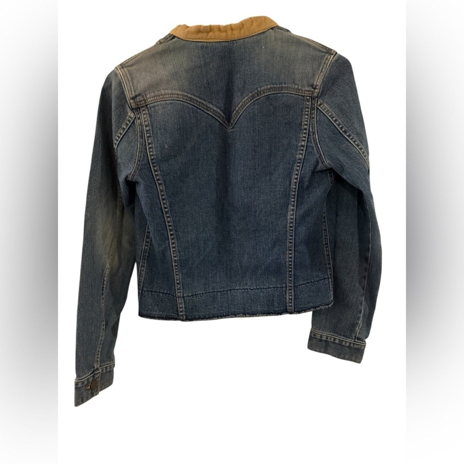 Vintage Earl Jean Crop Denim Jacket Western Americana Patchwork Y2K Size M / US 6-8 / IT 42-44 - 2 Thumbnail