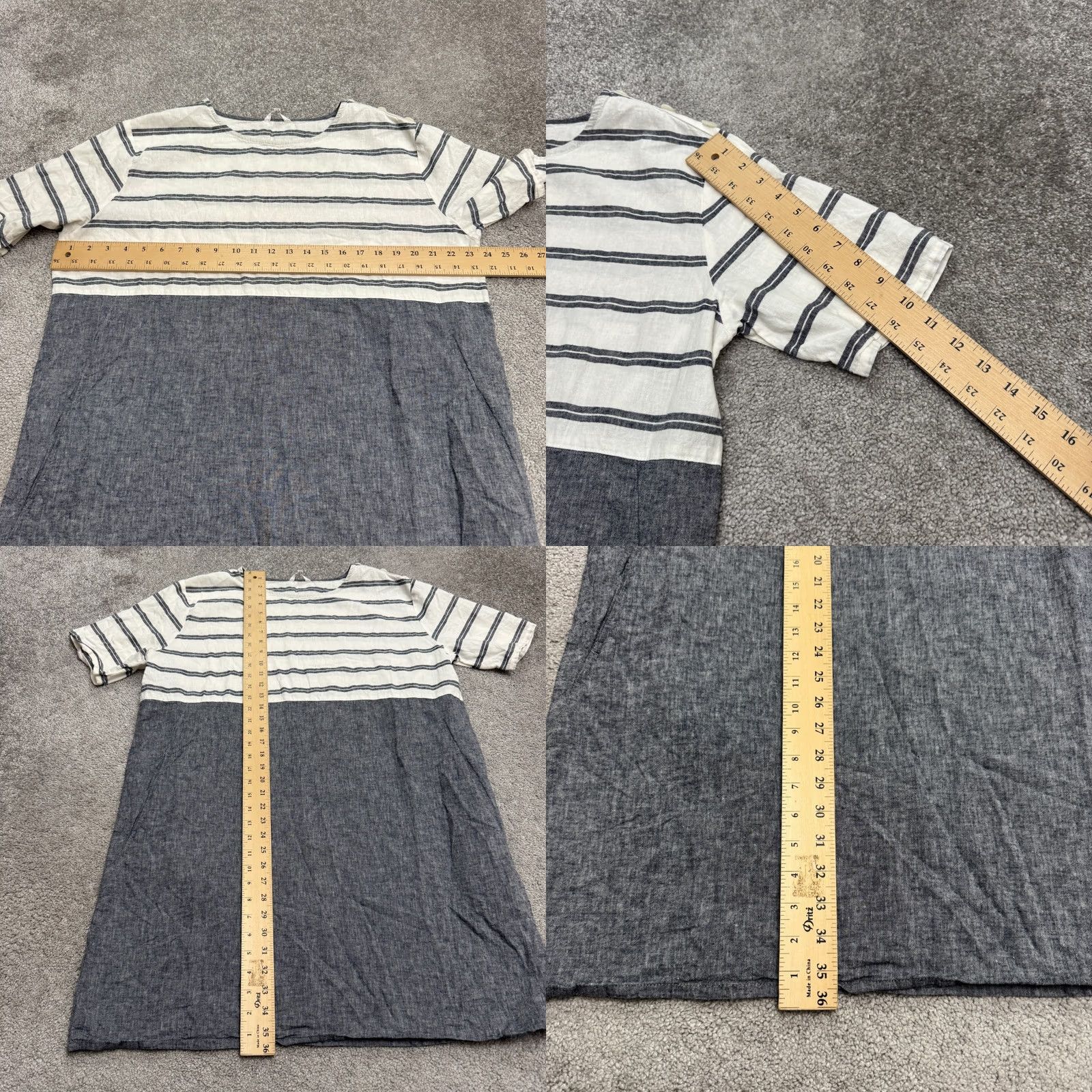 Vintage Batela Sea Style Striped Linen Cotton Shift Dress Womens XL Blue White Pockets Size XL / US 12-14 / IT 48-50 - 8 Thumbnail
