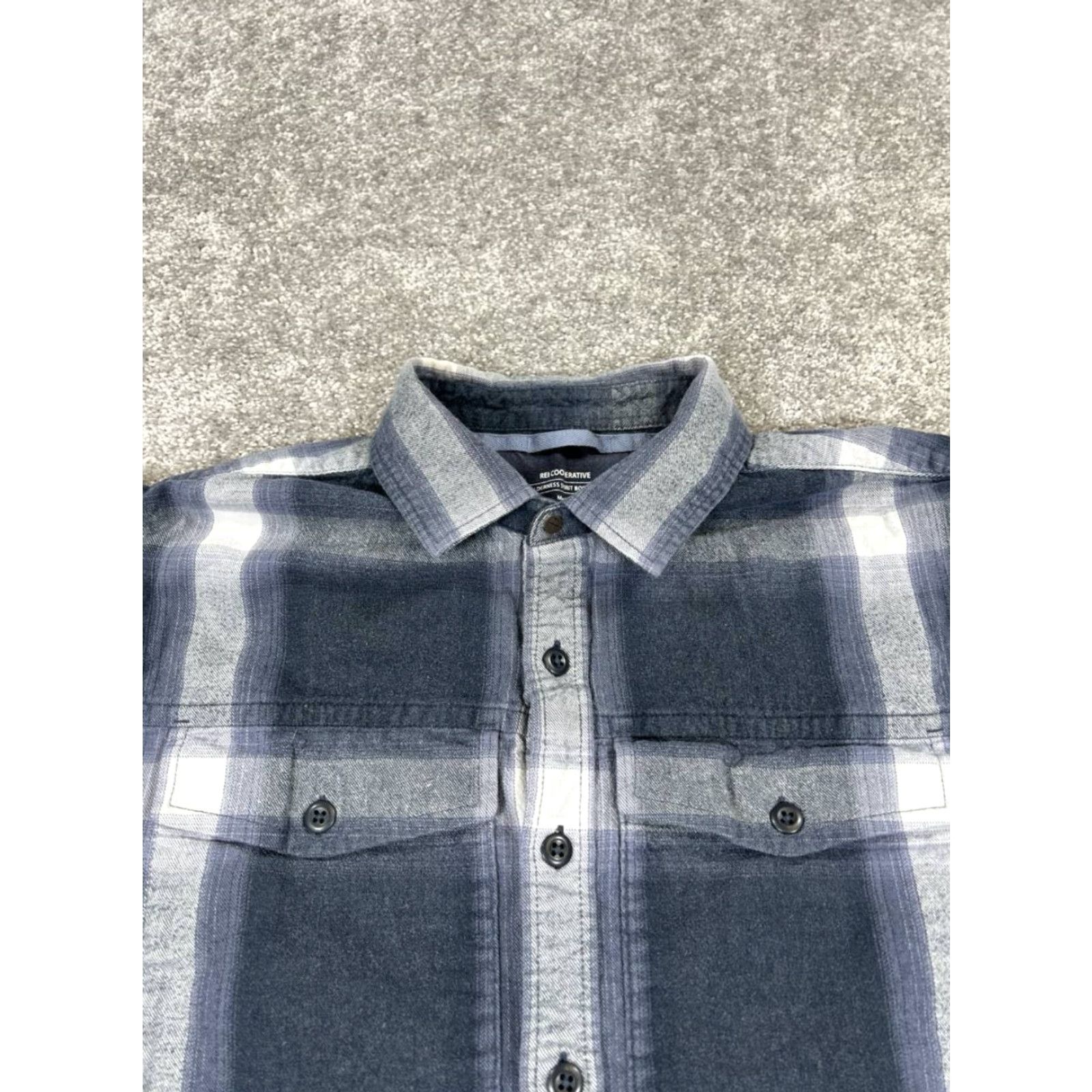 Vintage REI Shirt Mens Medium Blue White Cotton Button Up Size US M / EU 48-50 / 2 - 2 Thumbnail