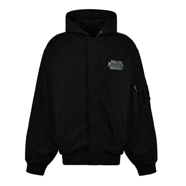 image of Balenciaga O1G2R1Mq0324 Padded Bomber Jacket In Black, Men's (Size Large)
