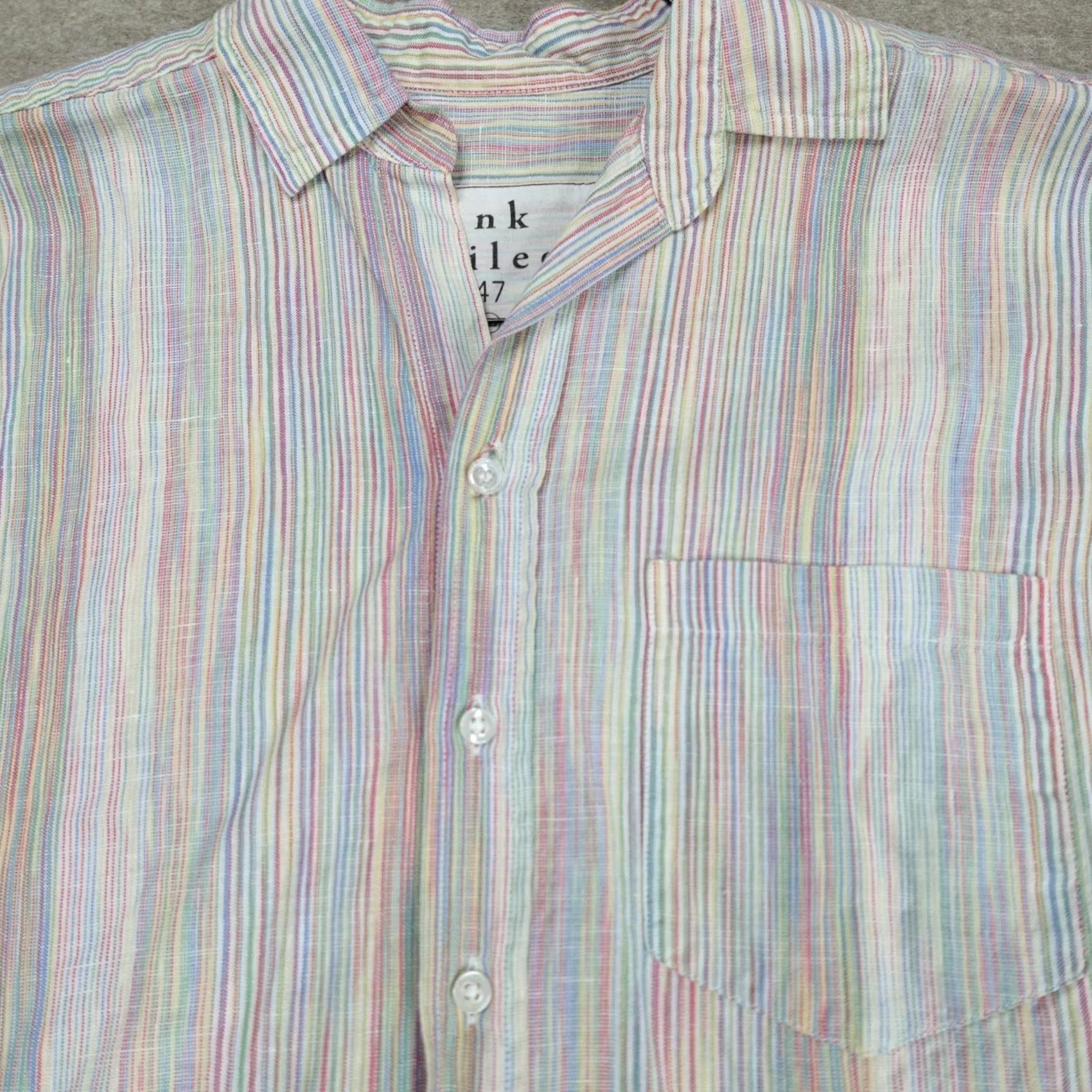 Frank & Eileen Frank & Eileen Shirt XS White Striped Linen Cotton Short Sleeve Button-Up Womens XS White Striped Linen Cotton Shirt Size XS / US 0-2 / IT 36-38 - 2 Thumbnail