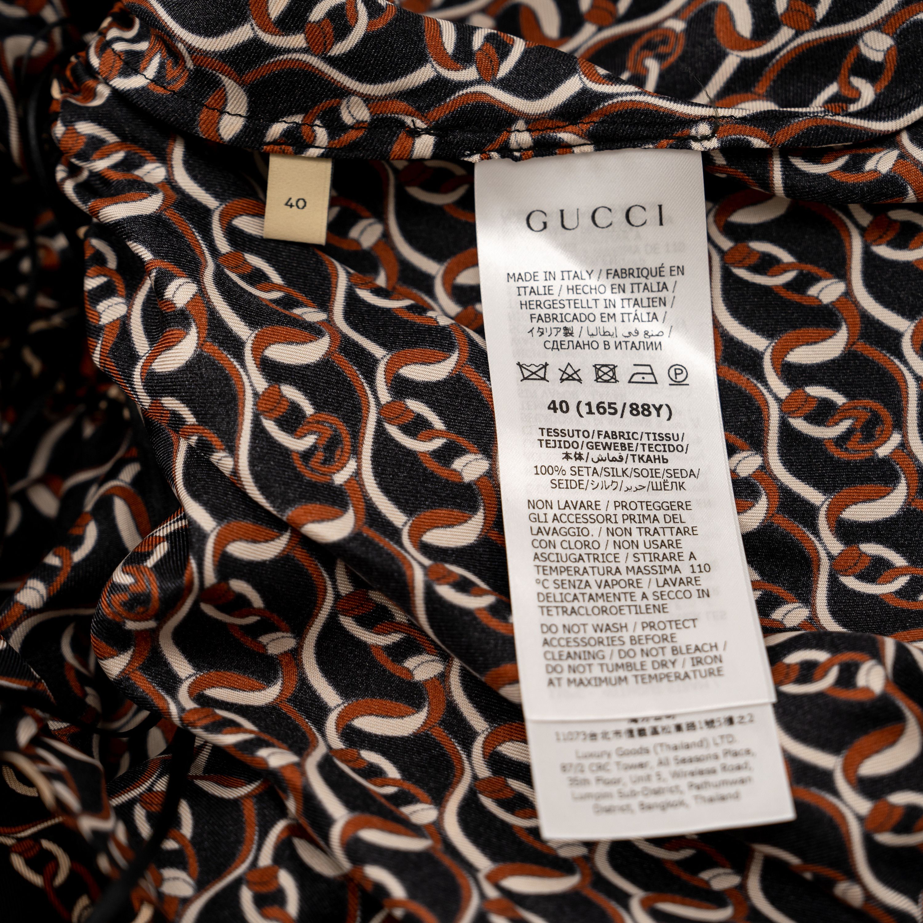 Gucci 40 S - Gucci Interlocking G Chain Print Silk Dress Brown Size S / US 4 / IT 40 - 10 Thumbnail