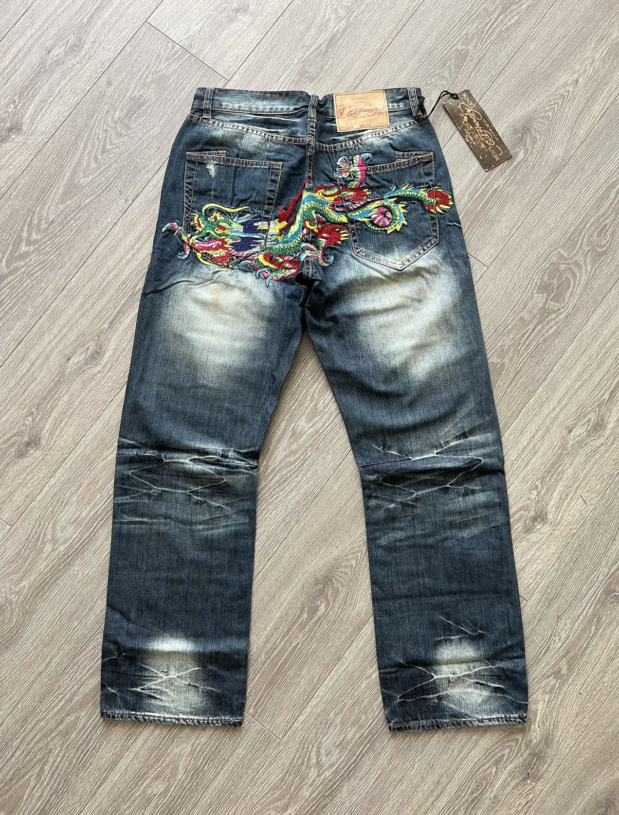 image of Ed Hardy Jeans By Christian Audigier Pants Dragon in Denim, Men's (Size 32)