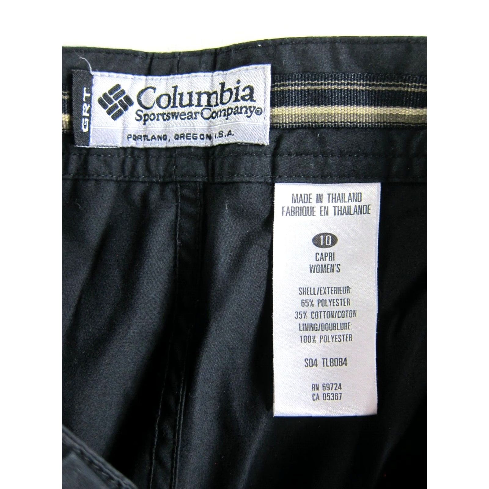 Vintage VTG Columbia Cotton Black Pocket Cinch Waist Capri Wide Leg Pant Women 10 Size 32" / US 10 / IT 46 - 3 Thumbnail