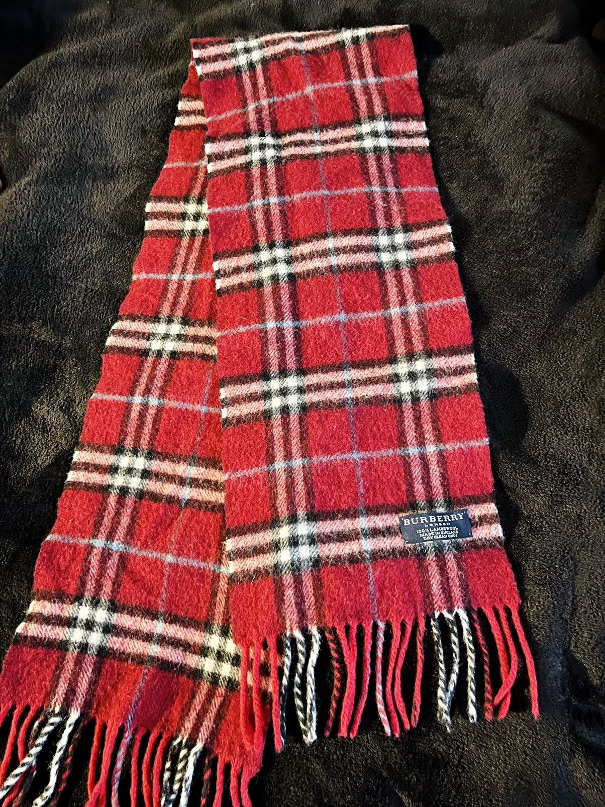 image of Vintage Burberry Scarf in Red Striped, Men's