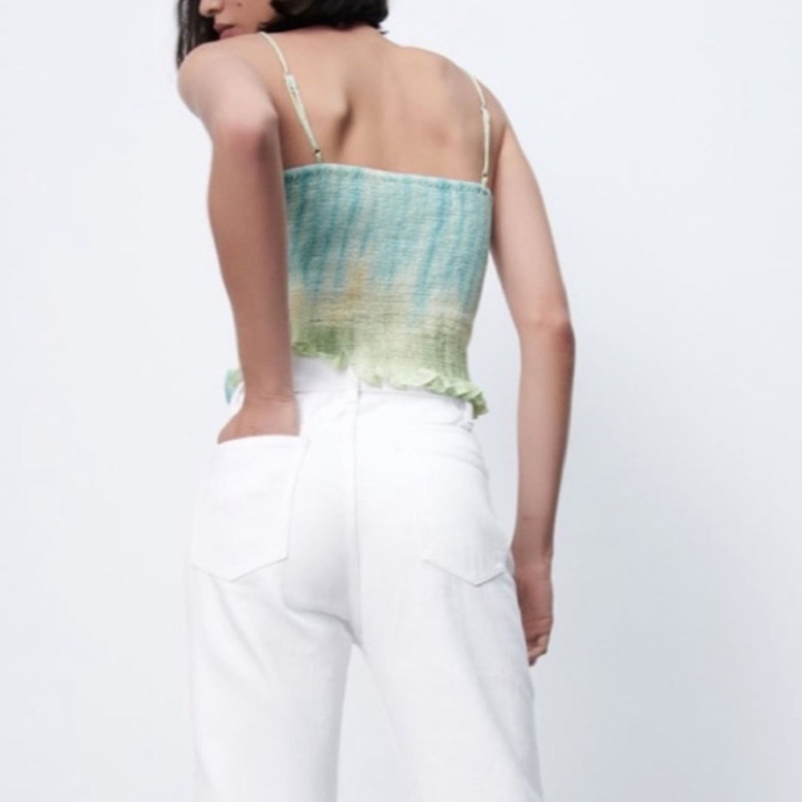 Zara Zara Tie Dye Tank Top Size Medium Tie Front Smocking Cropped Size M / US 6-8 / IT 42-44 - 3 Thumbnail