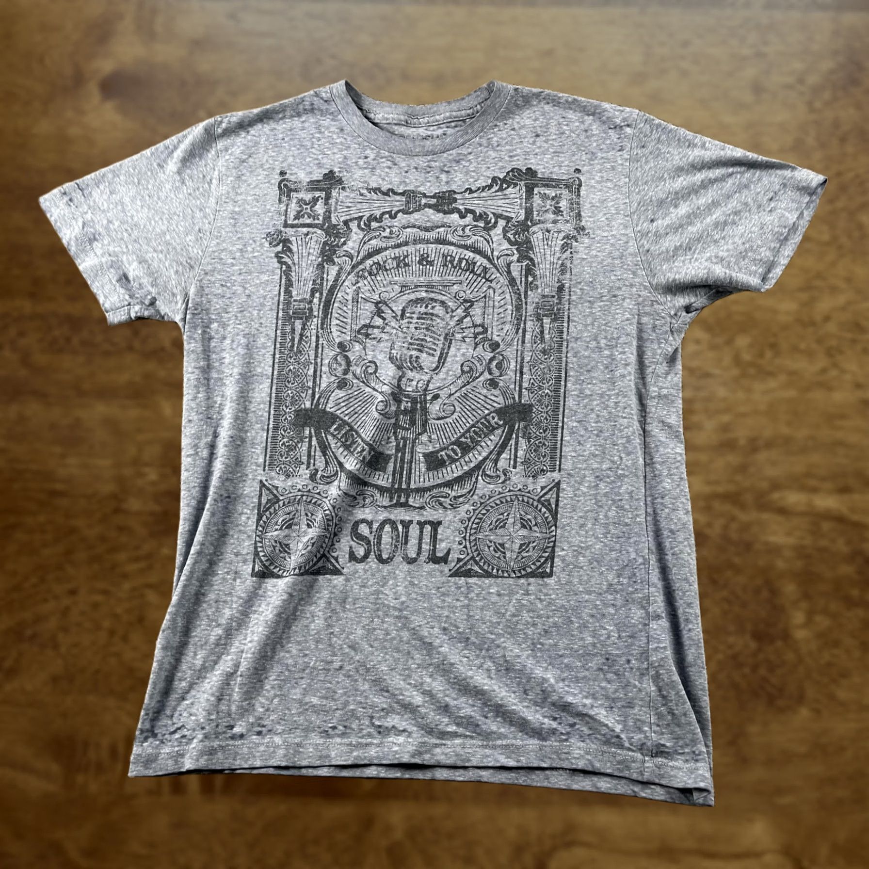 Vintage Fifth Sun Shirt Mens M Gray Rock Roll Soul Microphone Graphic Tee Size US M / EU 48-50 / 2 - 1 Thumbnail