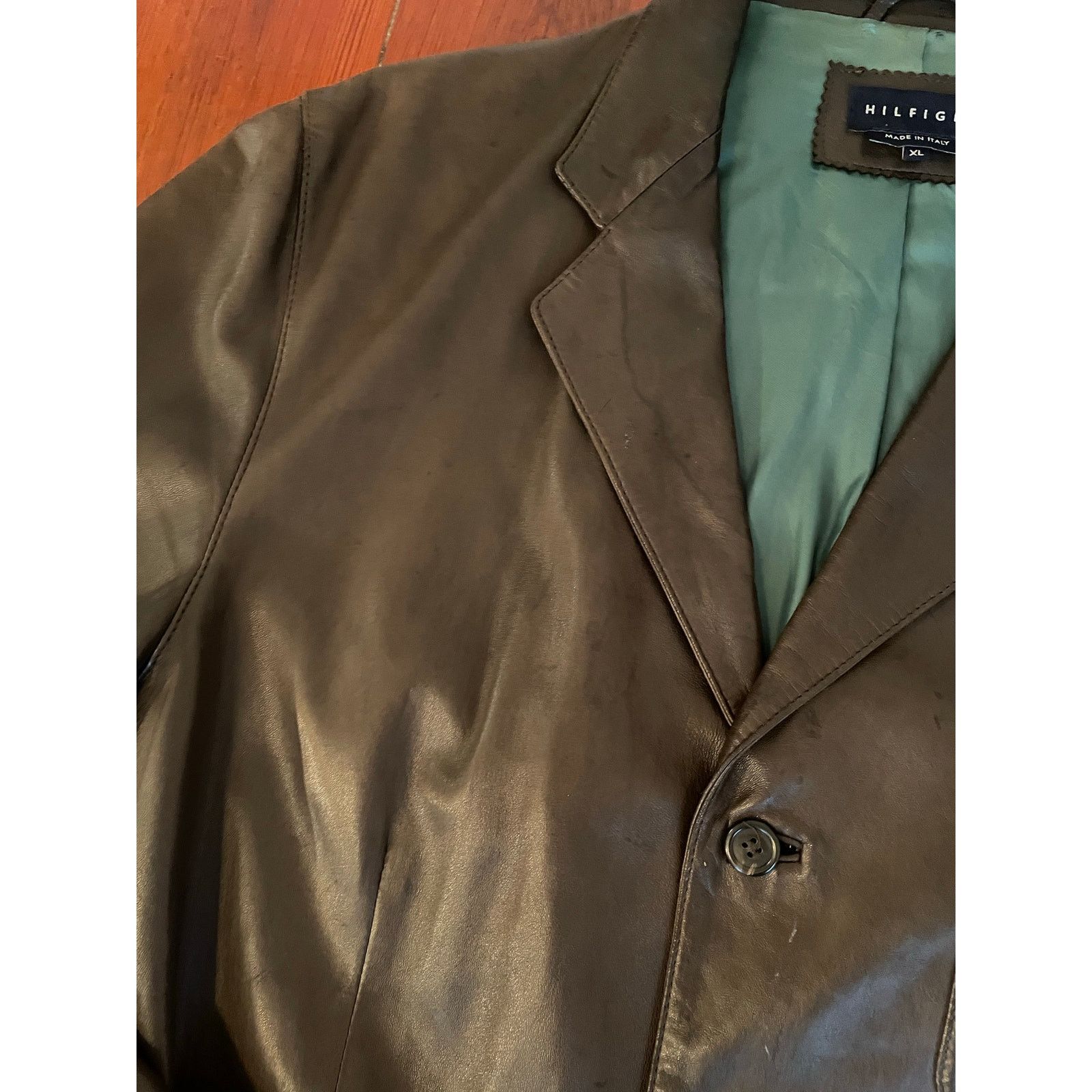 Tommy Hilfiger Hilfiger Vintage Brown Leather Blazer Men XL Made in Italy Size US XL / EU 56 / 4 - 7 Thumbnail