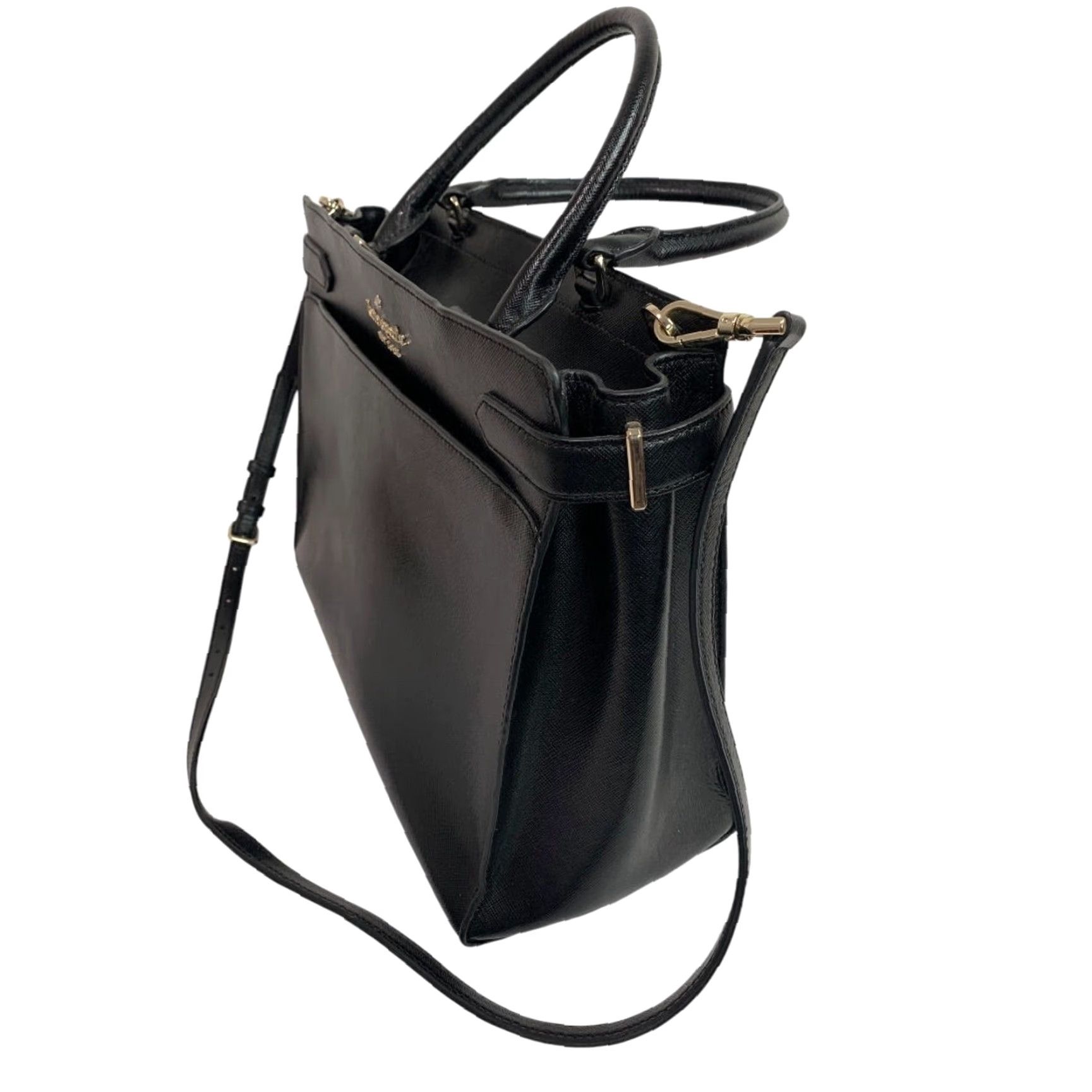Vintage VINTAGE Kate Spade Staci Large Satchel Handbag Black Saffiano Leather WKRU6949 Satchel/Top Handle Bag Womens Leather Black WKRU6949 Size ONE SIZE - 3 Thumbnail
