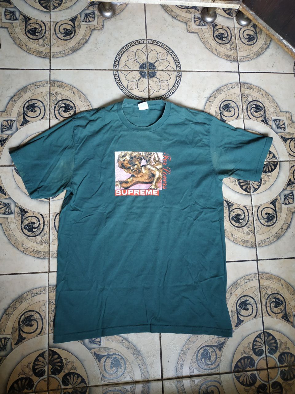 Supreme Supreme For Lovers Cherub Tee Green SS20 Size L Distressed Size US L / EU 52-54 / 3 - 1 Thumbnail