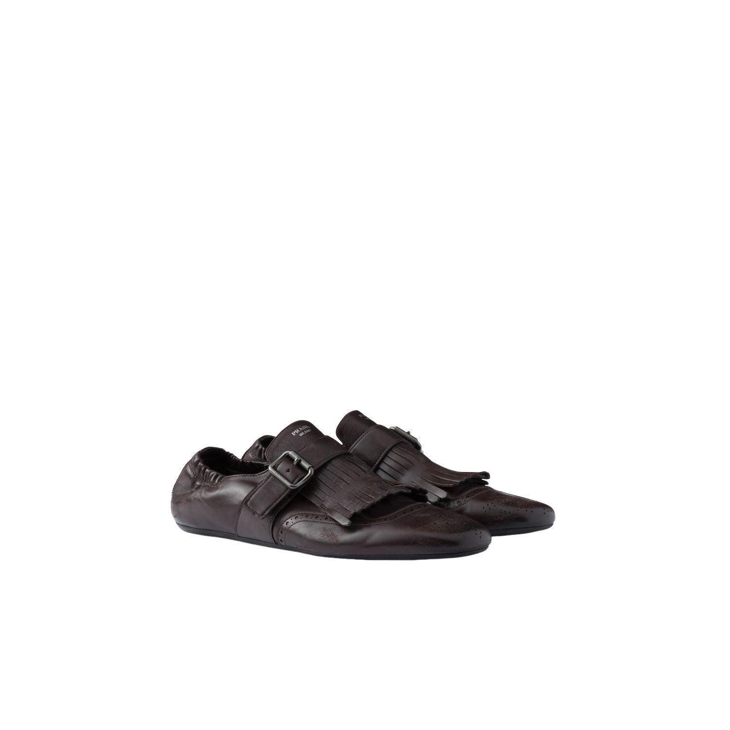 Prada PRADA $1320 Dark Brown Shuffle Monk Shoes New & Authentic (M Size US 8.5 / EU 41-42 - 1 Thumbnail