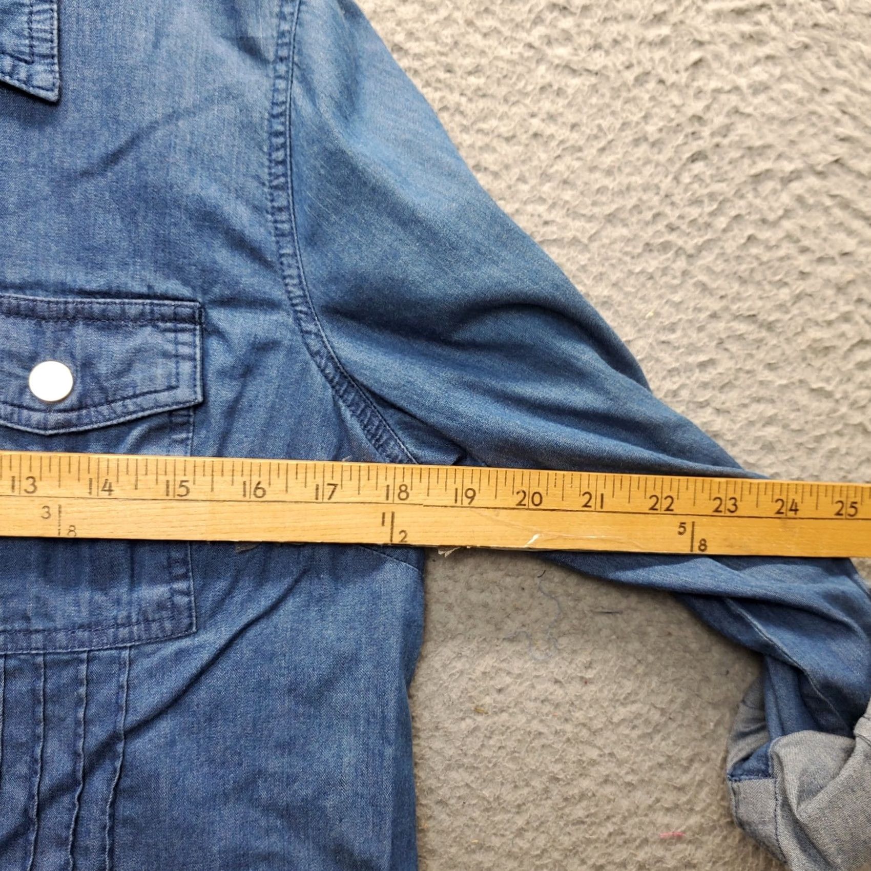 Charter Club Charter Club Western Shirt Womens Size 10P Blue Cotton Roll Tab Sleeve Snap Front Size L / US 10 / IT 46 - 7 Thumbnail
