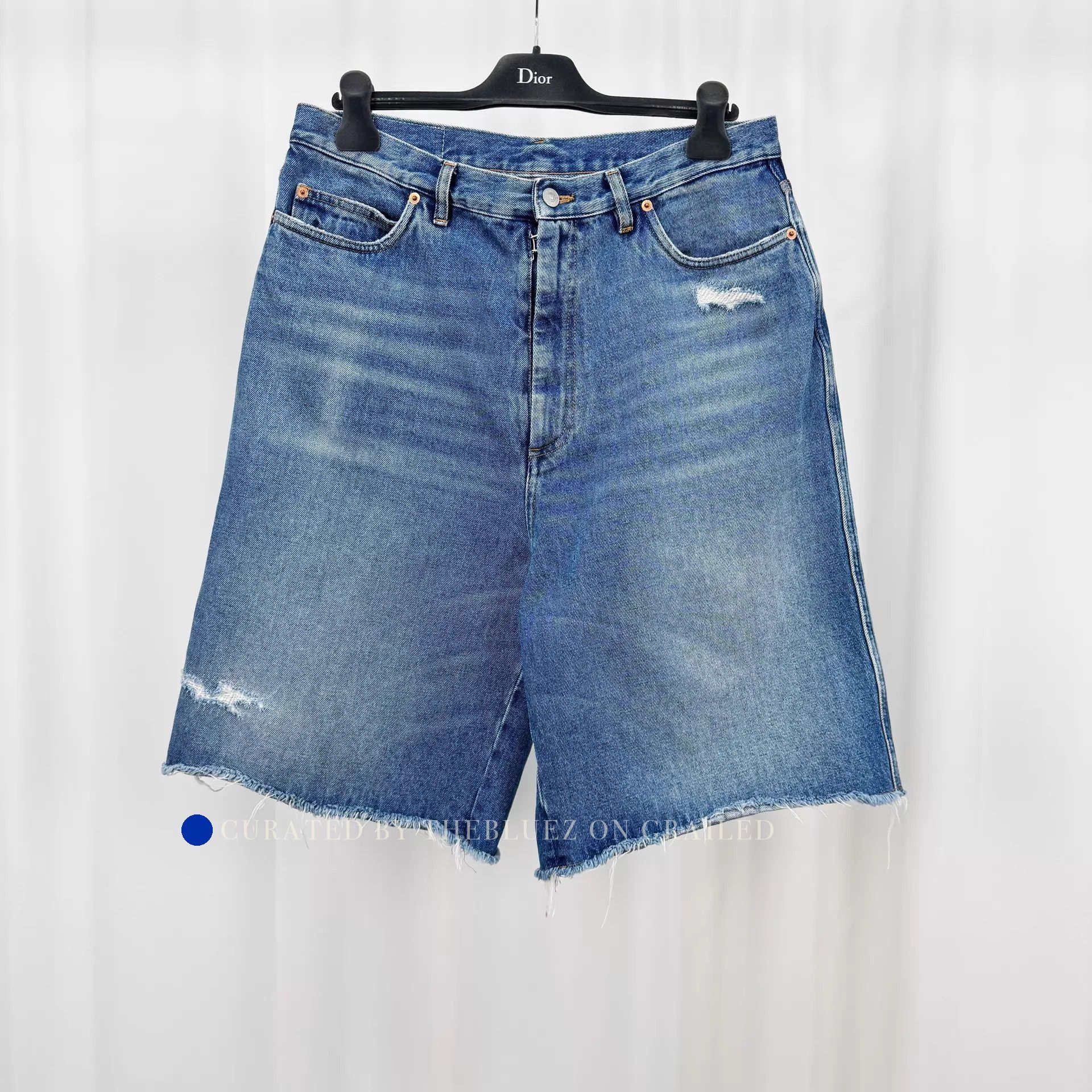 Maison Margiela Distressed Blue Raw Hem Denim Shorts Size US 32 / EU 48 - 1 Thumbnail